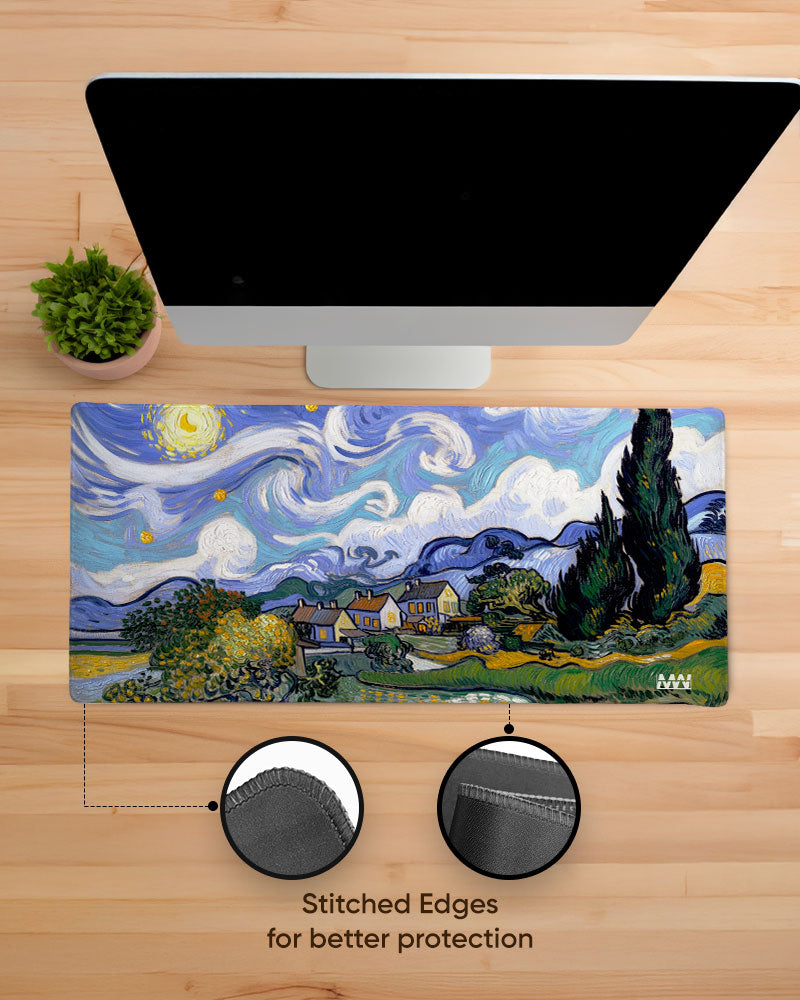 Van Gogh's Vision A Starry Escape Deskmat