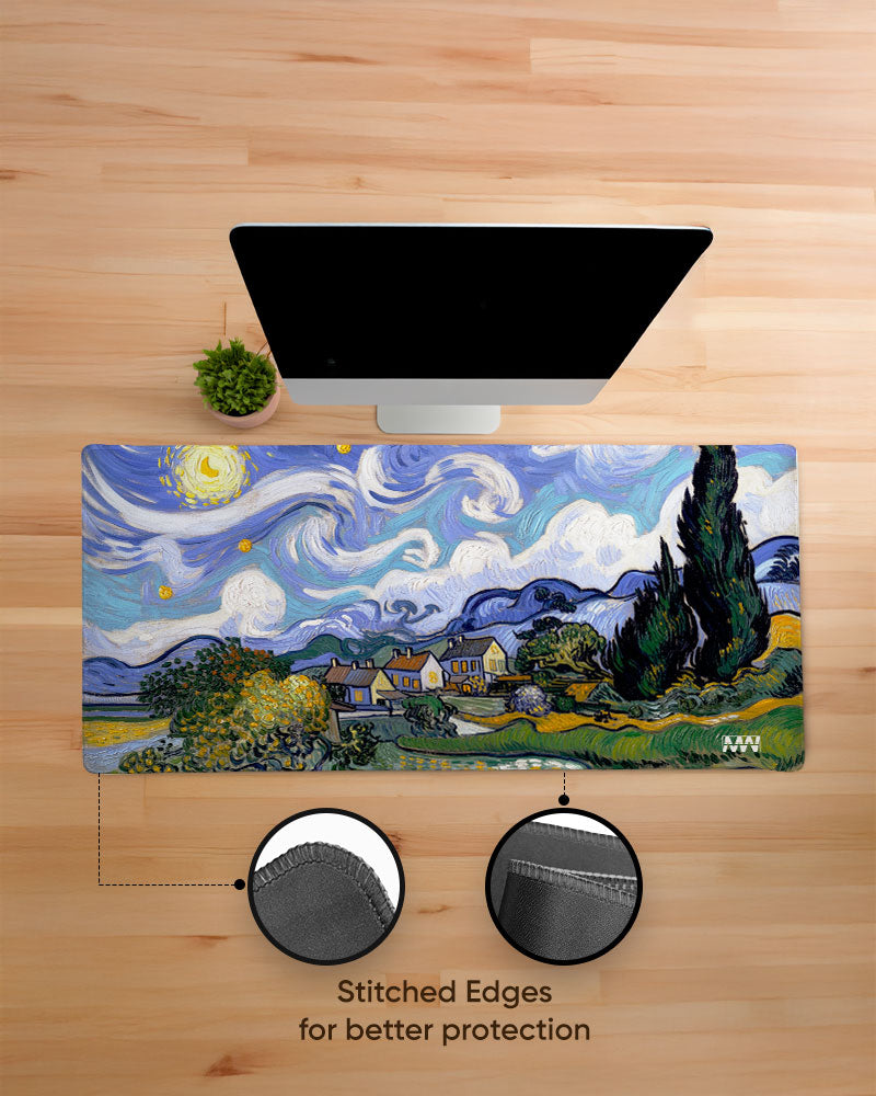 Van Gogh's Vision A Starry Escape Deskmat