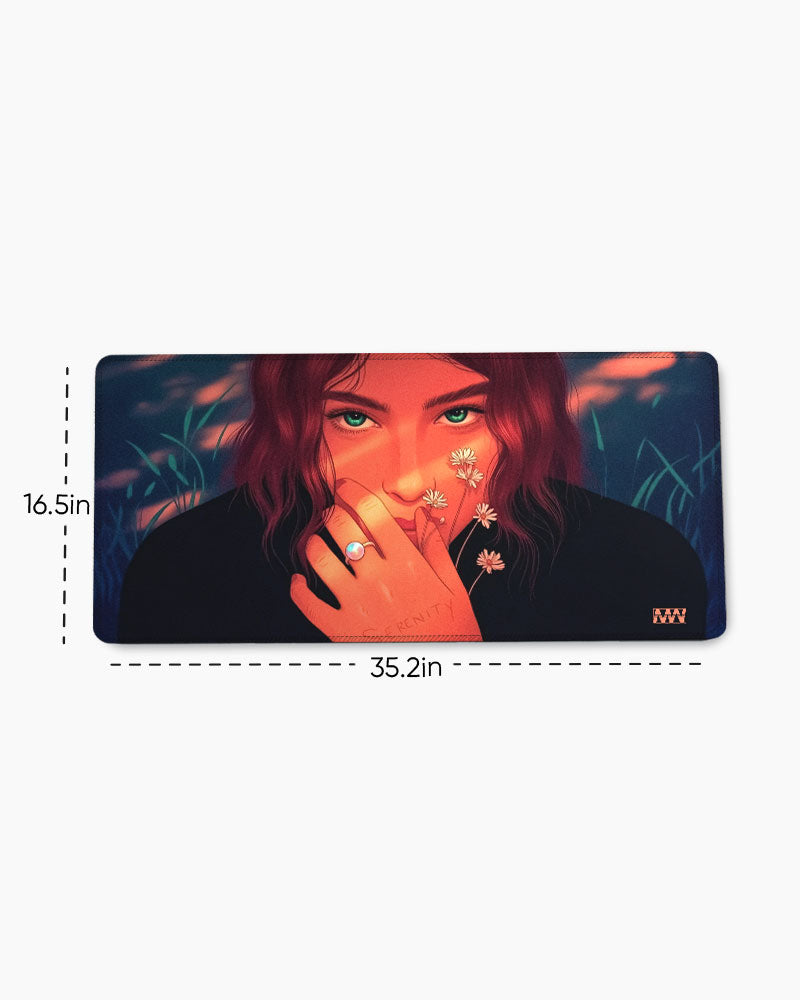 Serenity Ignites Crimson Reflection Deskmat