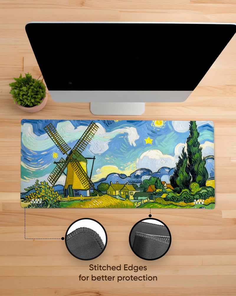 Whirling Dreams Beneath the Windmill Sky Deskmat