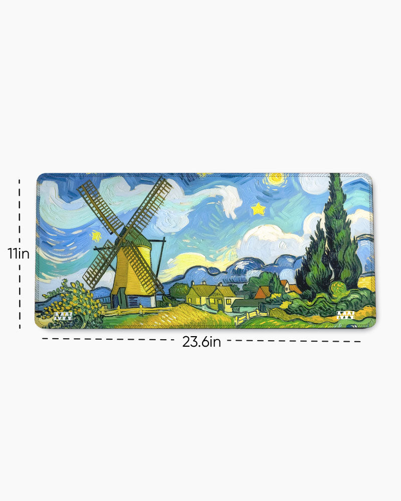 Whirling Dreams Beneath the Windmill Sky Deskmat