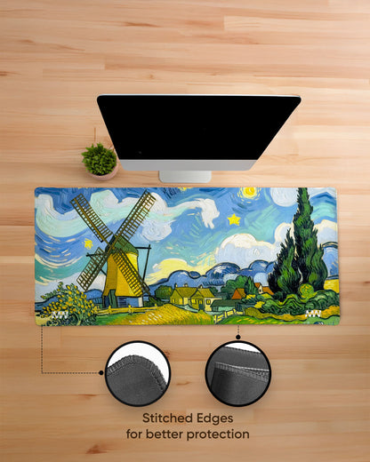 Whirling Dreams Beneath the Windmill Sky Deskmat