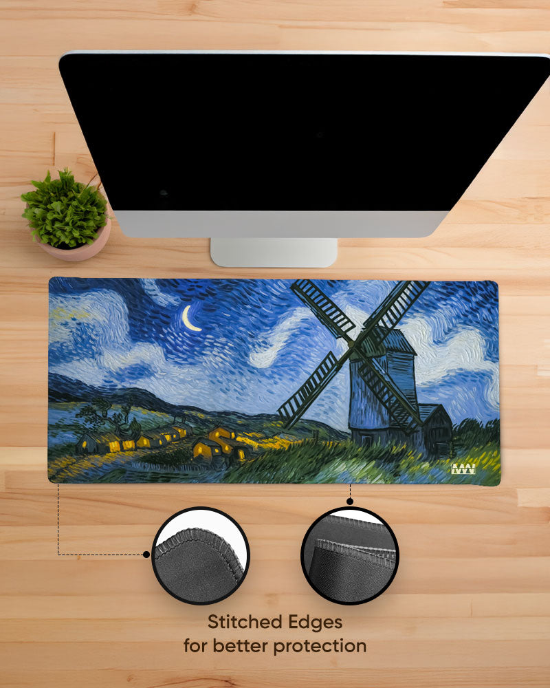 Midnight Windmill Van Gogh's Dreamscape Deskmat