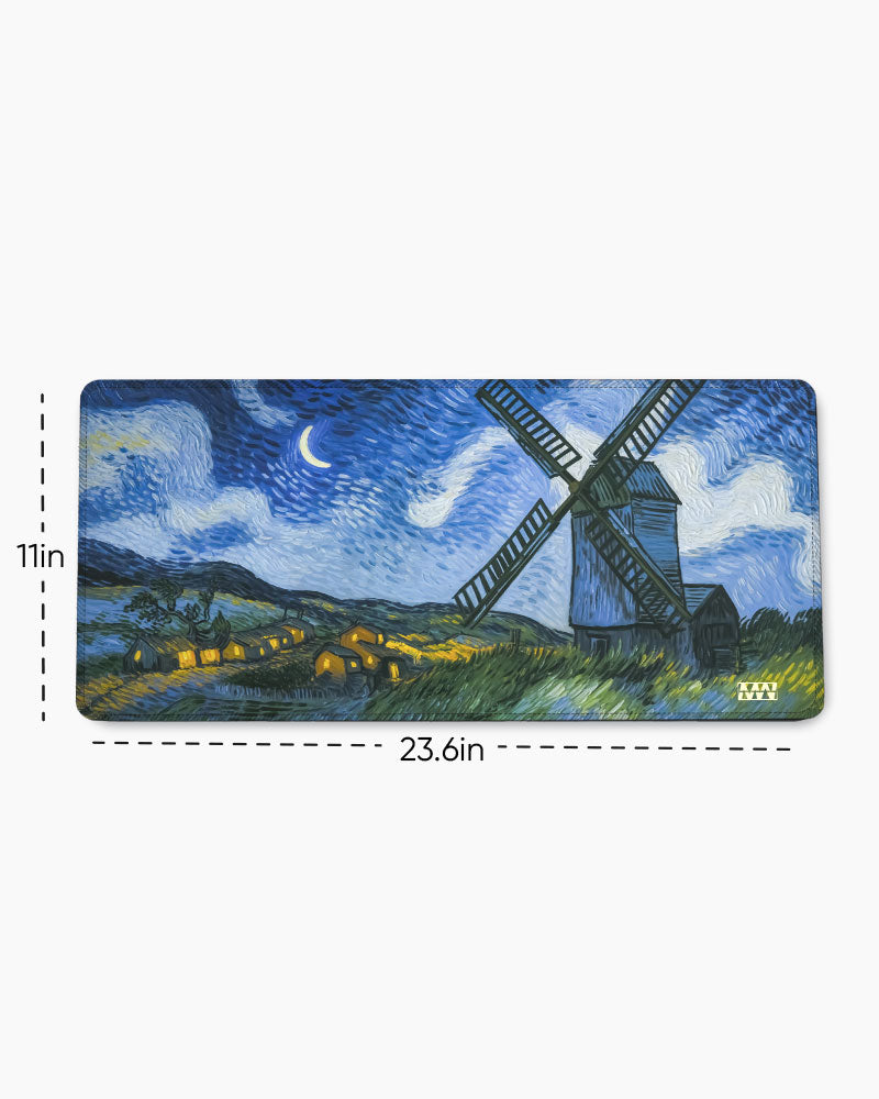 Midnight Windmill Van Gogh's Dreamscape Deskmat