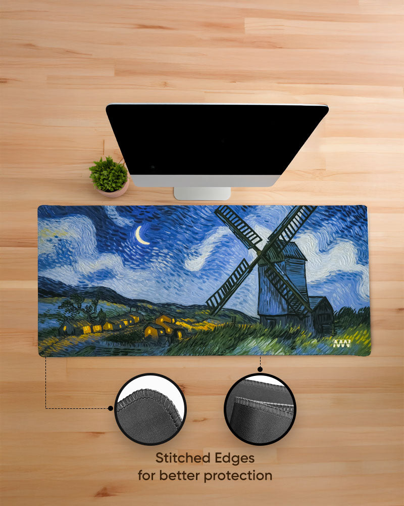 Midnight Windmill Van Gogh's Dreamscape Deskmat