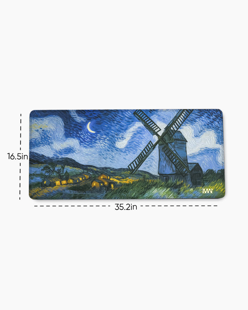 Midnight Windmill Van Gogh's Dreamscape Deskmat
