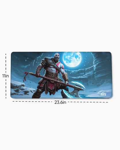 Frostbound Fury Moonlit Axe Wielder Deskmat