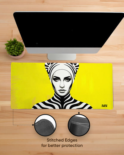 Electric Wild Zebra Pulse on Yellow Deskmat