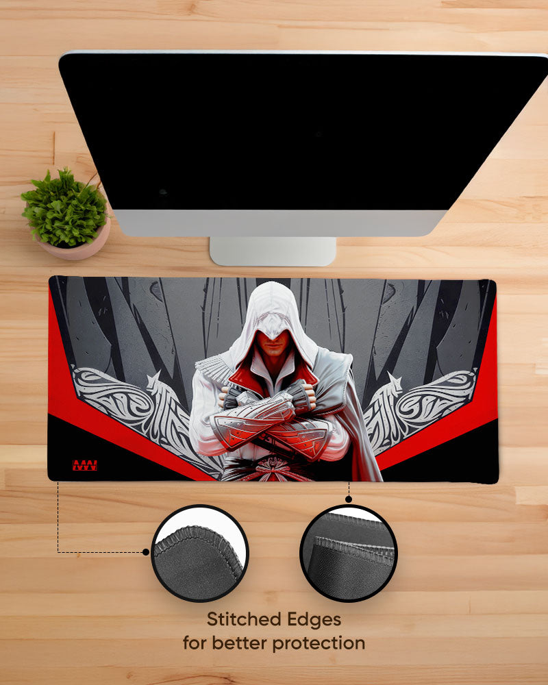 White Cloak Crimson Creed DeskMat