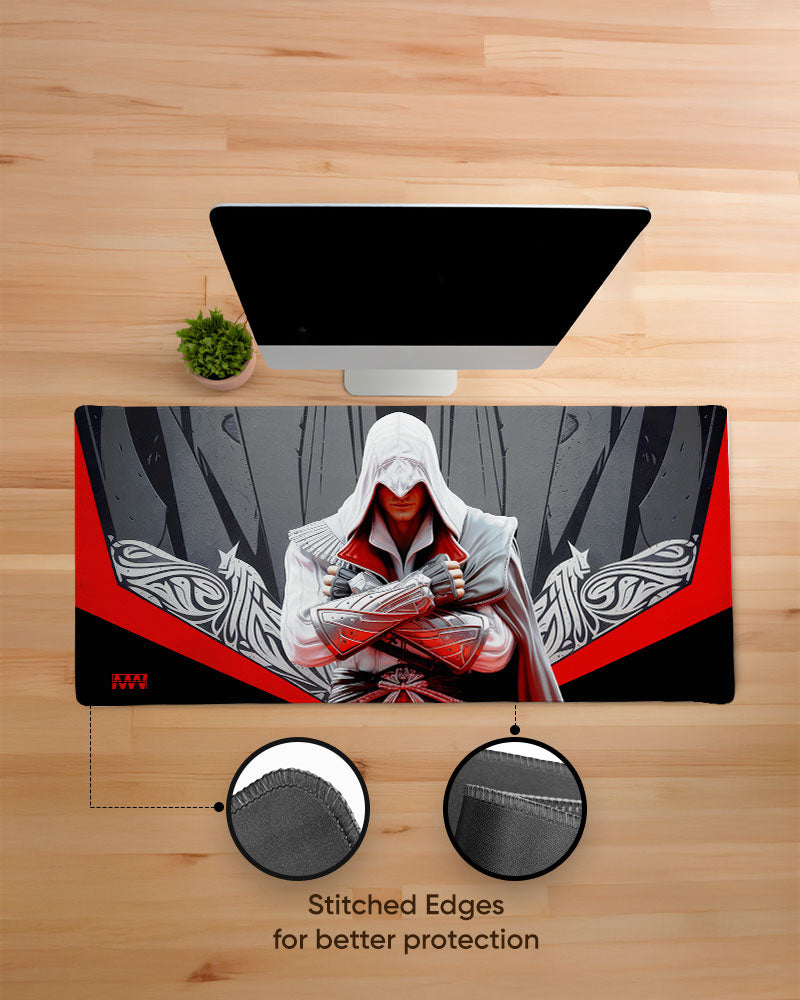 White Cloak Crimson Creed DeskMat