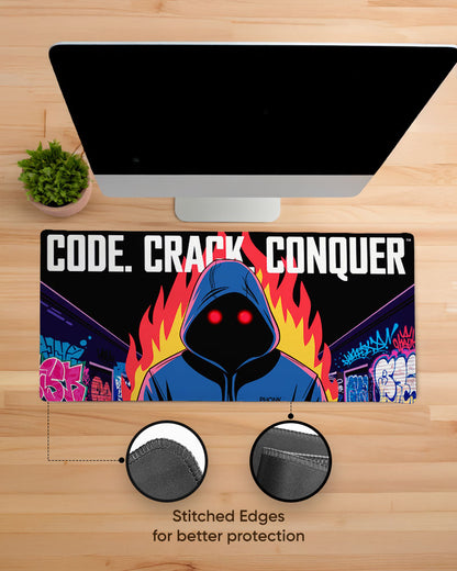 Code Crack Conquer Digital Inferno DeskMat