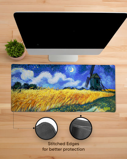 Whispers Beneath the Star-Lit Wheat Deskmat