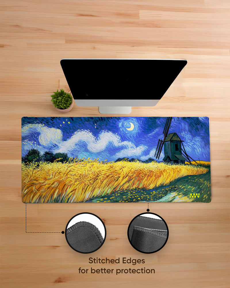 Whispers Beneath the Star-Lit Wheat Deskmat