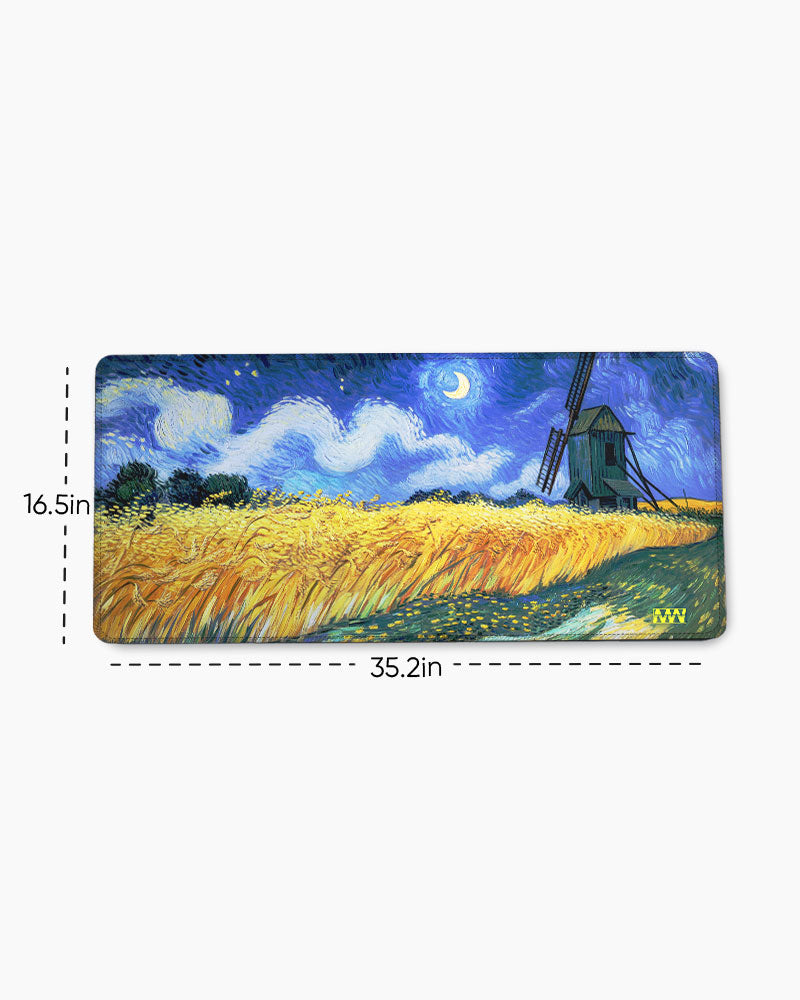 Whispers Beneath the Star-Lit Wheat Deskmat