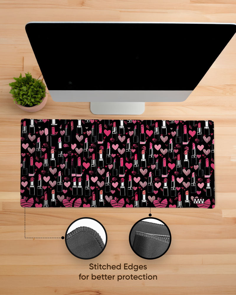 Glam Pop Riot Hearts Lips and Attitude Deskmat