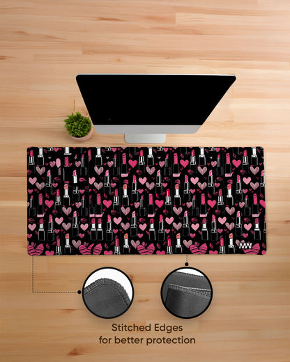 Glam Pop Riot Hearts Lips and Attitude Deskmat