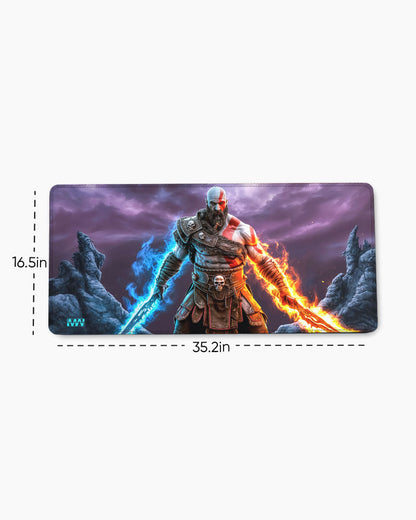 Inferno Clash Dual-Blade Warrior Deskmat