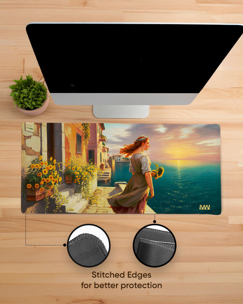 Golden Bloom Desk Mat