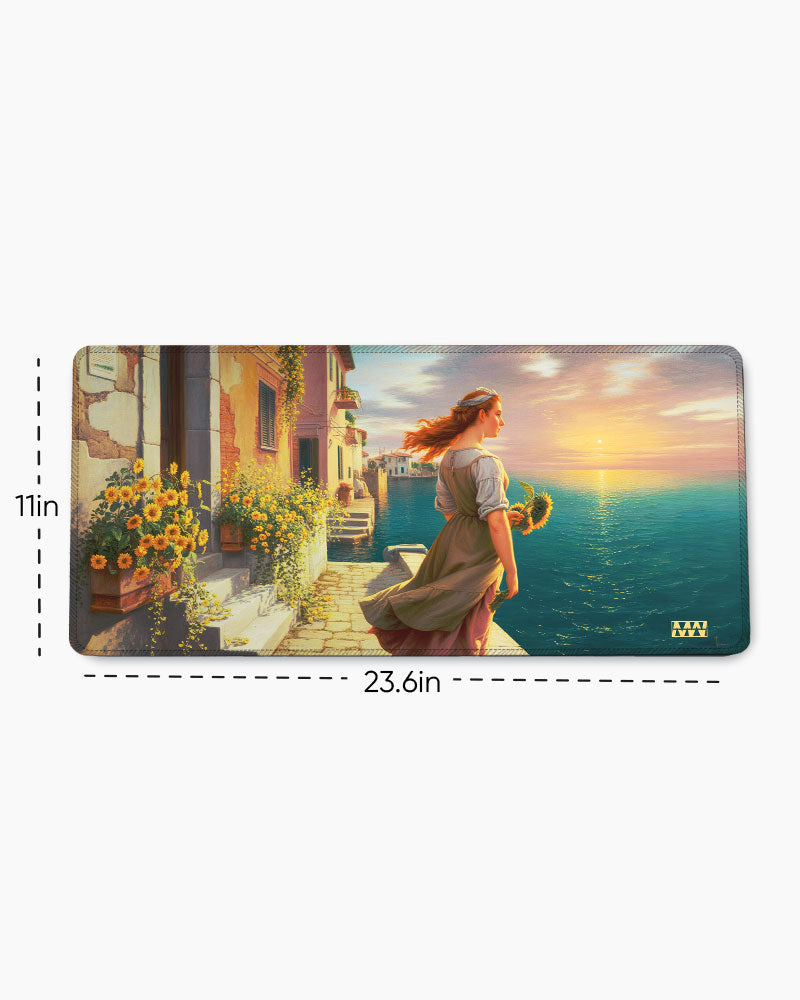 Golden Bloom Desk Mat
