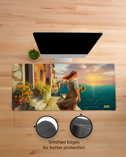 Golden Bloom Desk Mat