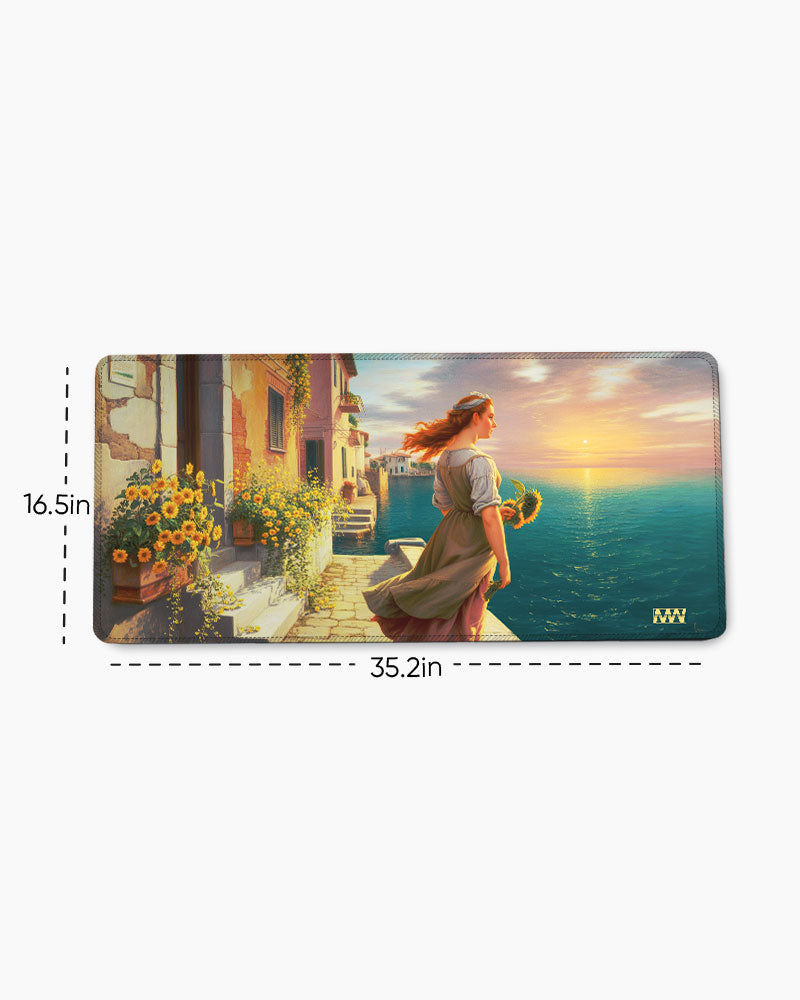 Golden Bloom Desk Mat