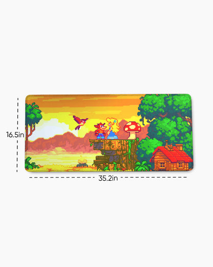 Pixel Horizon Sunset Quest Desk Mat