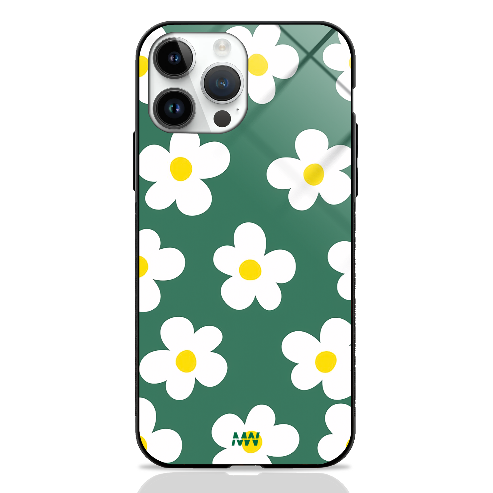 Daisy White Floral Premium Glass Case -  - MW Stuffs - 