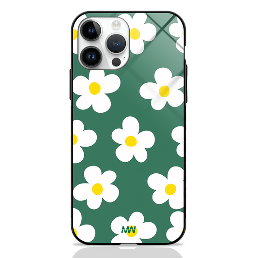 Daisy White Floral Premium Glass Case -  - MW Stuffs - 