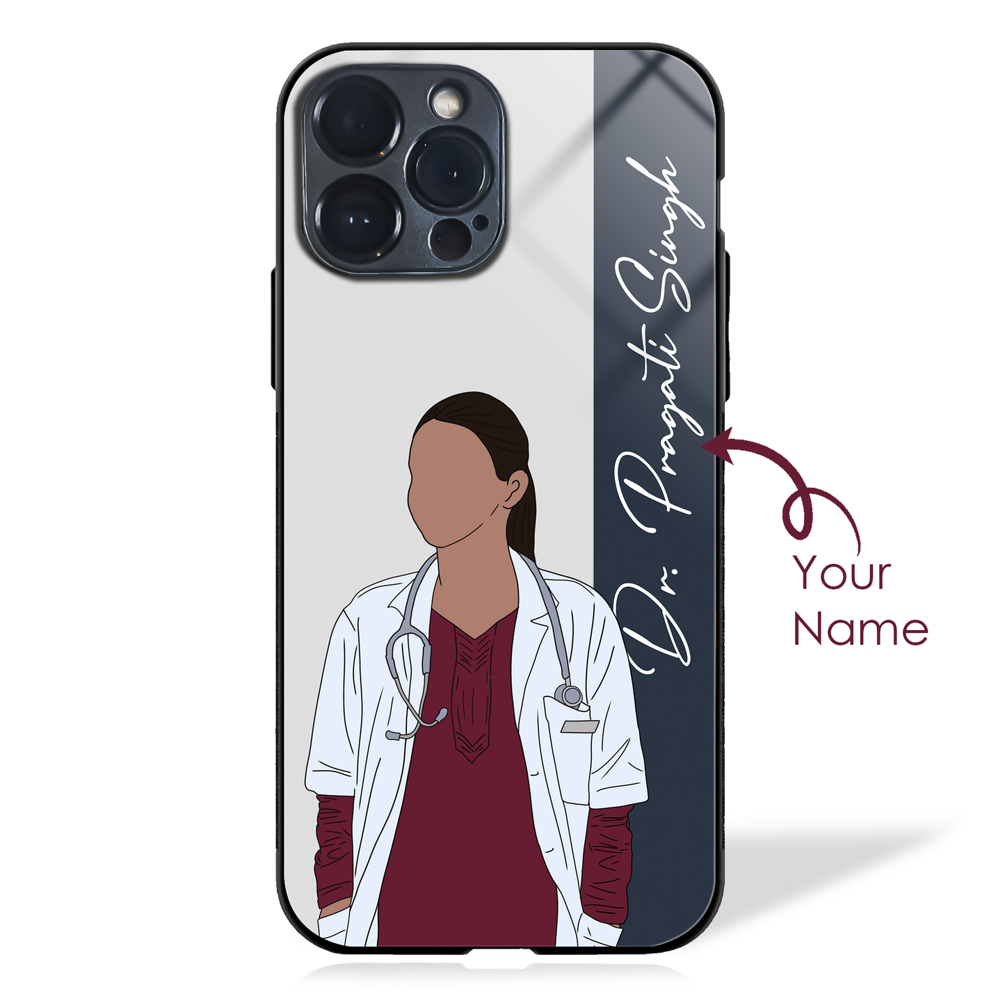 Care & Command Custom Name Glass Case for Women