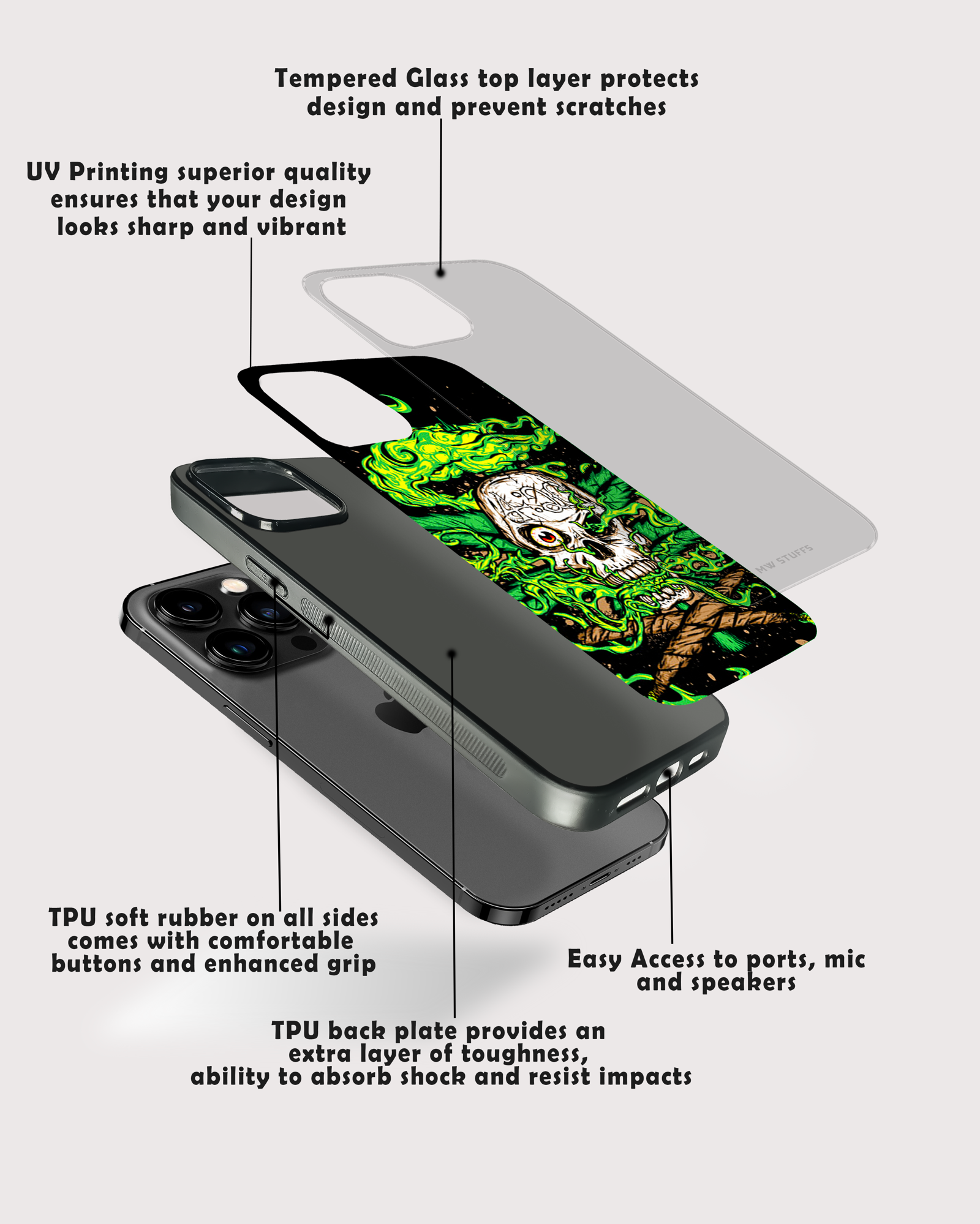 Dope Skull Art GLASS CASE -  - MW Stuffs - 