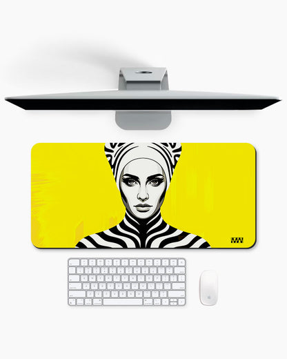 Electric Wild Zebra Pulse on Yellow Deskmat