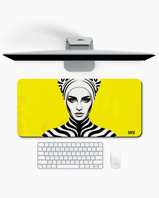 Electric Wild Zebra Pulse on Yellow Deskmat