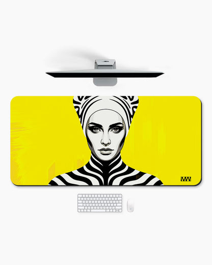 Electric Wild Zebra Pulse on Yellow Deskmat