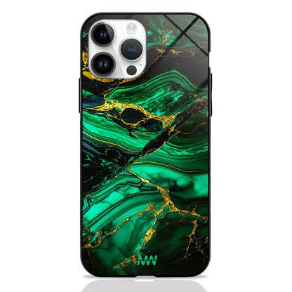 Emerald Golden Marble Printed Premium Glass Case -  - MW Stuffs - 