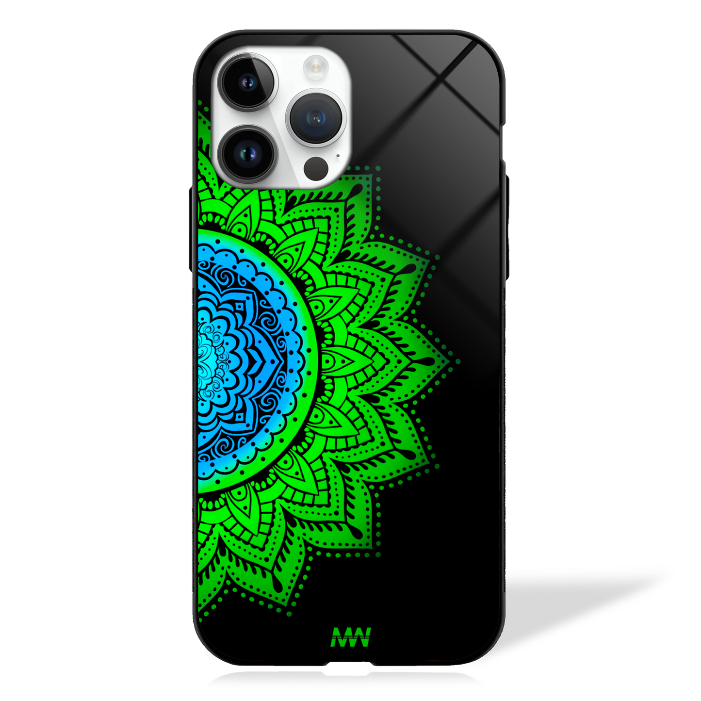 Enchanted Green Mandala Glass Case -  - MW Stuffs - 