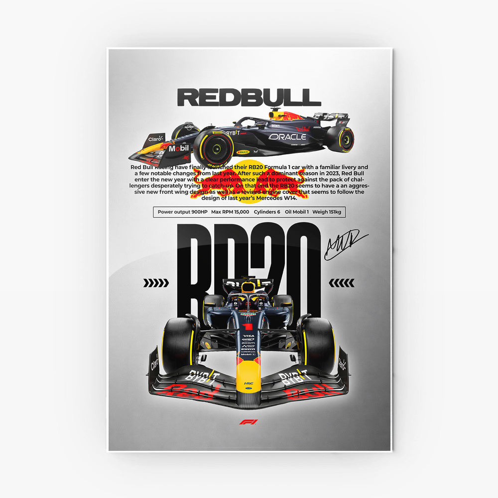 F1 RB20 Speed metal poster
