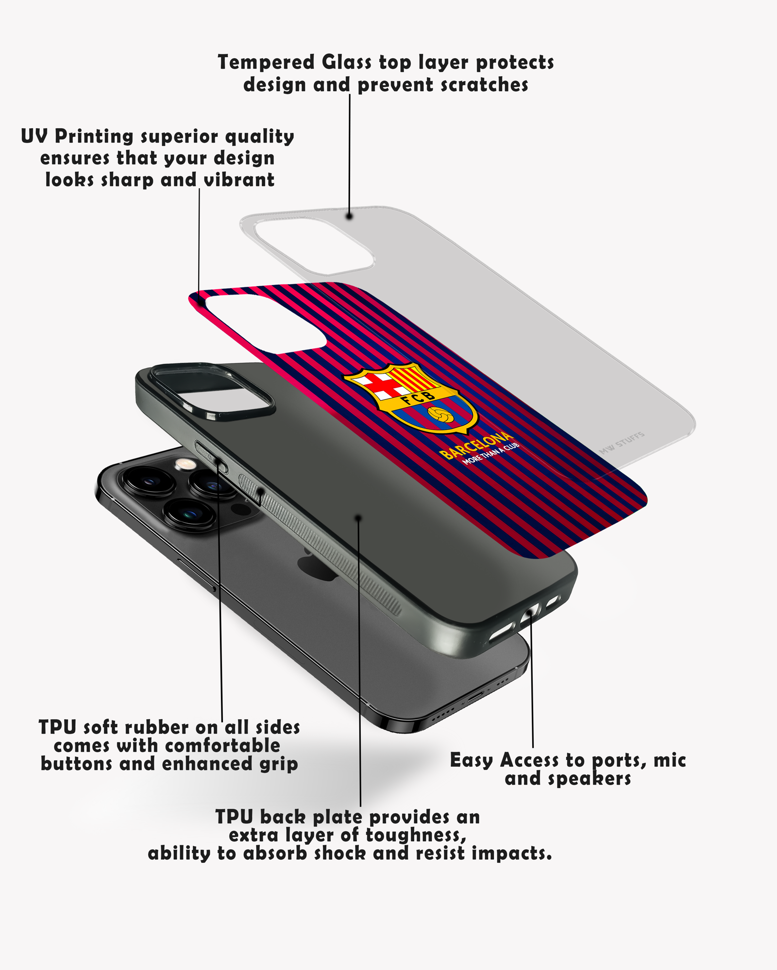 FCB Barcelona Jersey Pattern Glass Case -  - MW Stuffs - 
