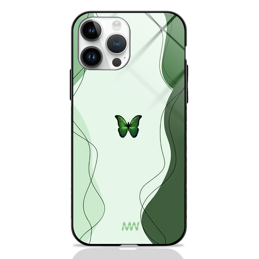 Flutterfly Greenish Printed Premium Glass Case -  - MW Stuffs - 