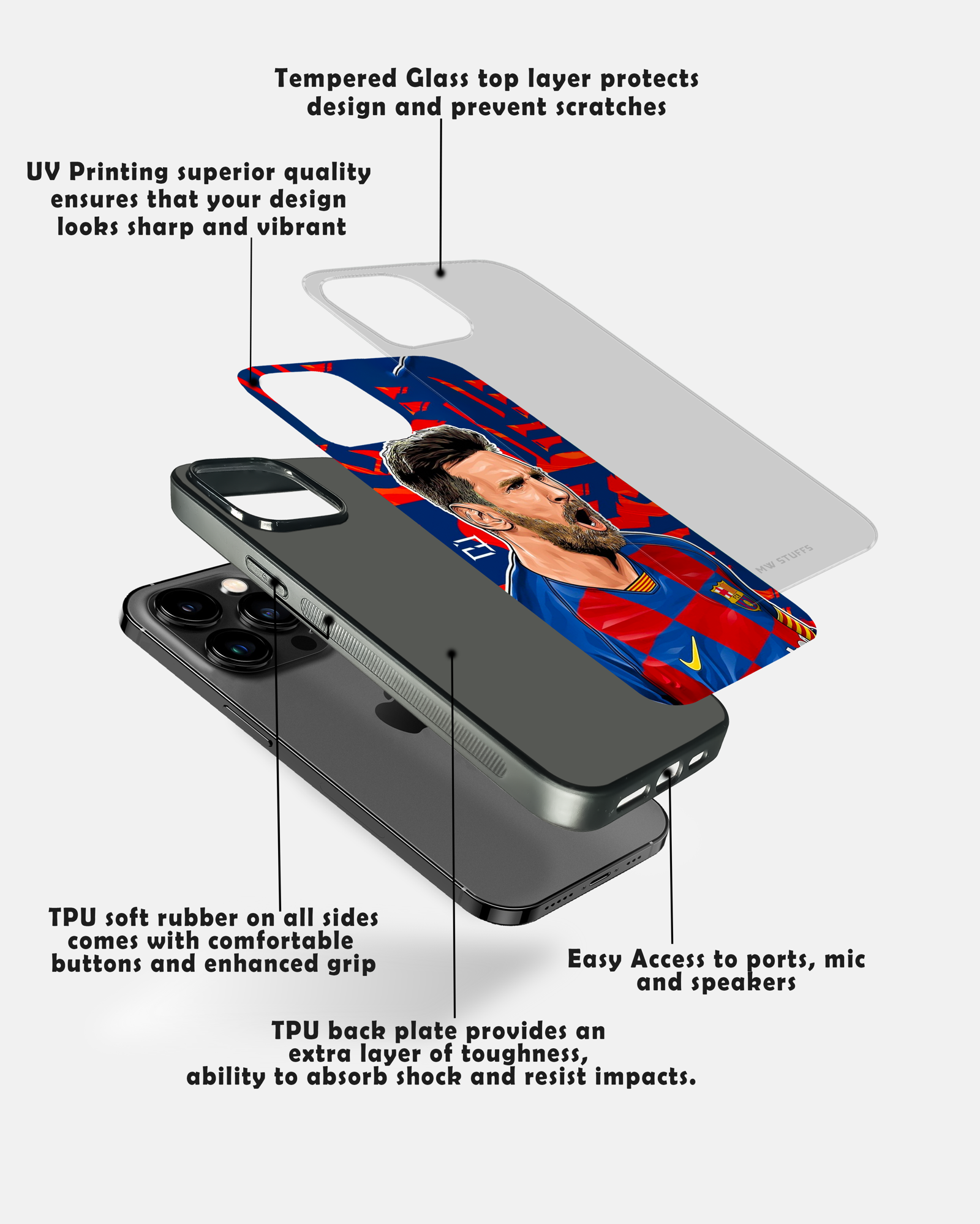 Furious Messi Glass Case -  - MW Stuffs - 