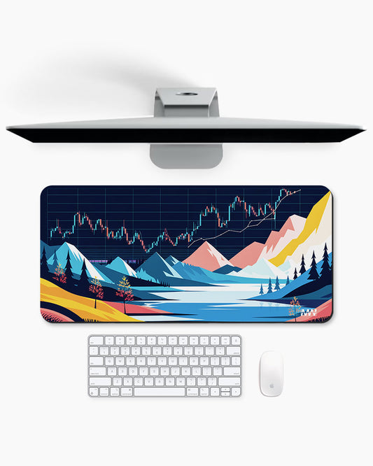 Fusion of Finance & Nature Stock Charts Deskmat