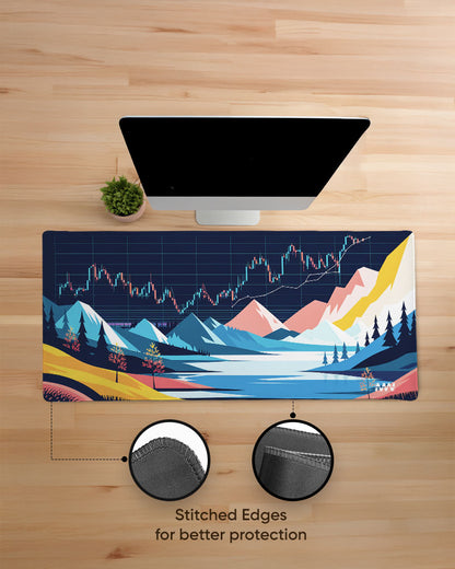 Fusion of Finance & Nature Stock Charts Deskmat