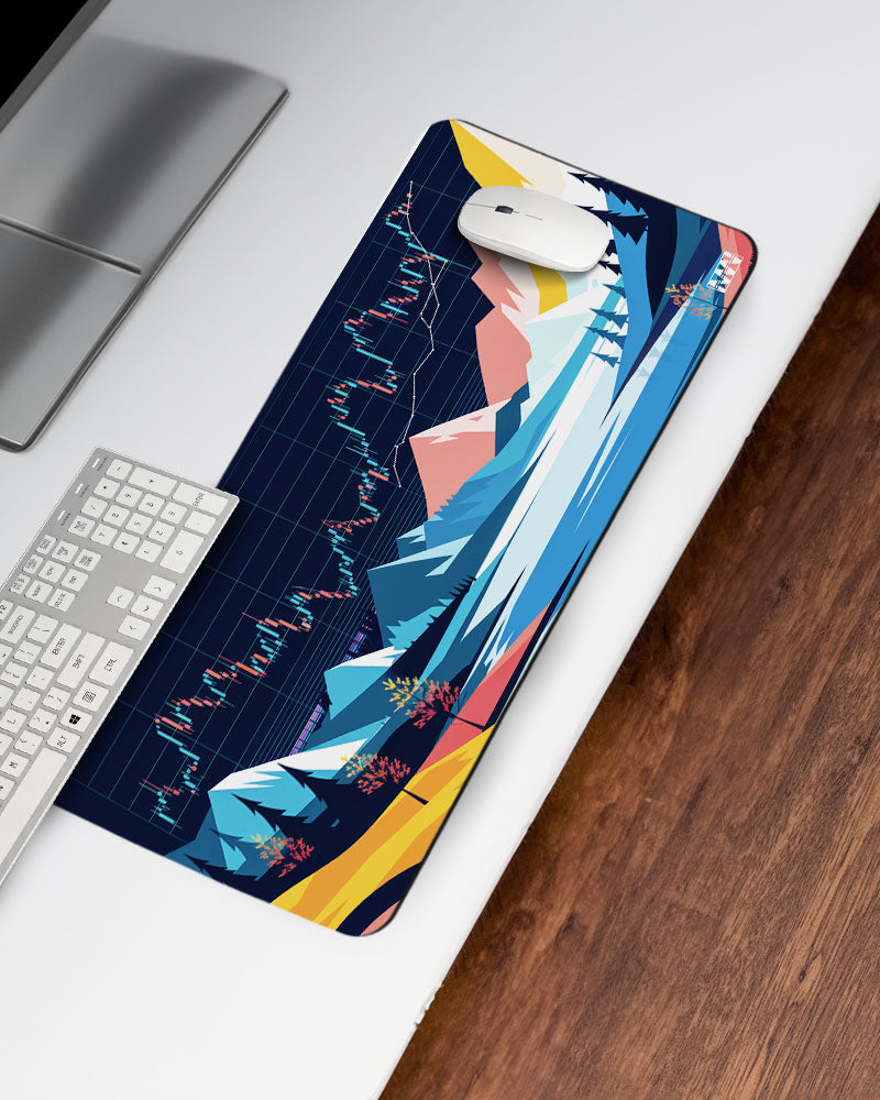 Fusion of Finance & Nature Stock Charts Deskmat