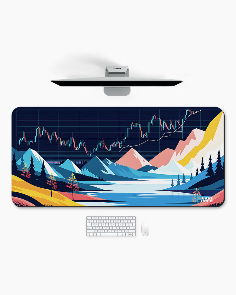 Fusion of Finance & Nature Stock Charts Deskmat