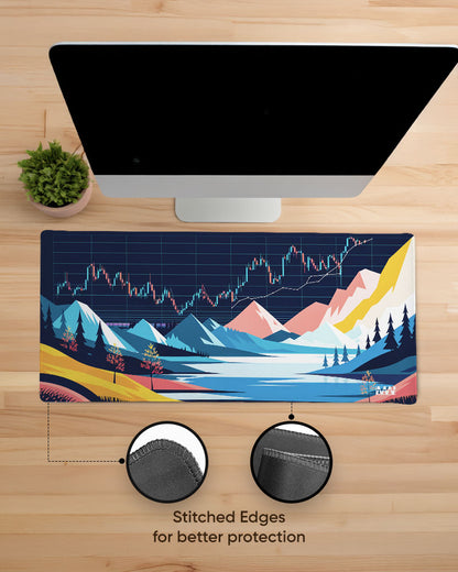 Fusion of Finance & Nature Stock Charts Deskmat