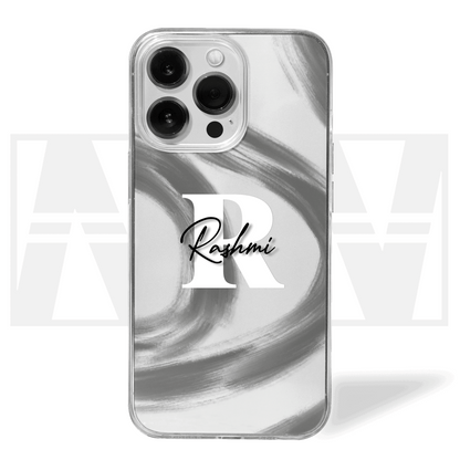 Signature Swirl Custom Name Clear Silicone Case
