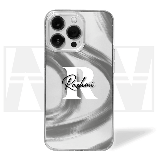 Signature Swirl Custom Name Clear Silicone Case