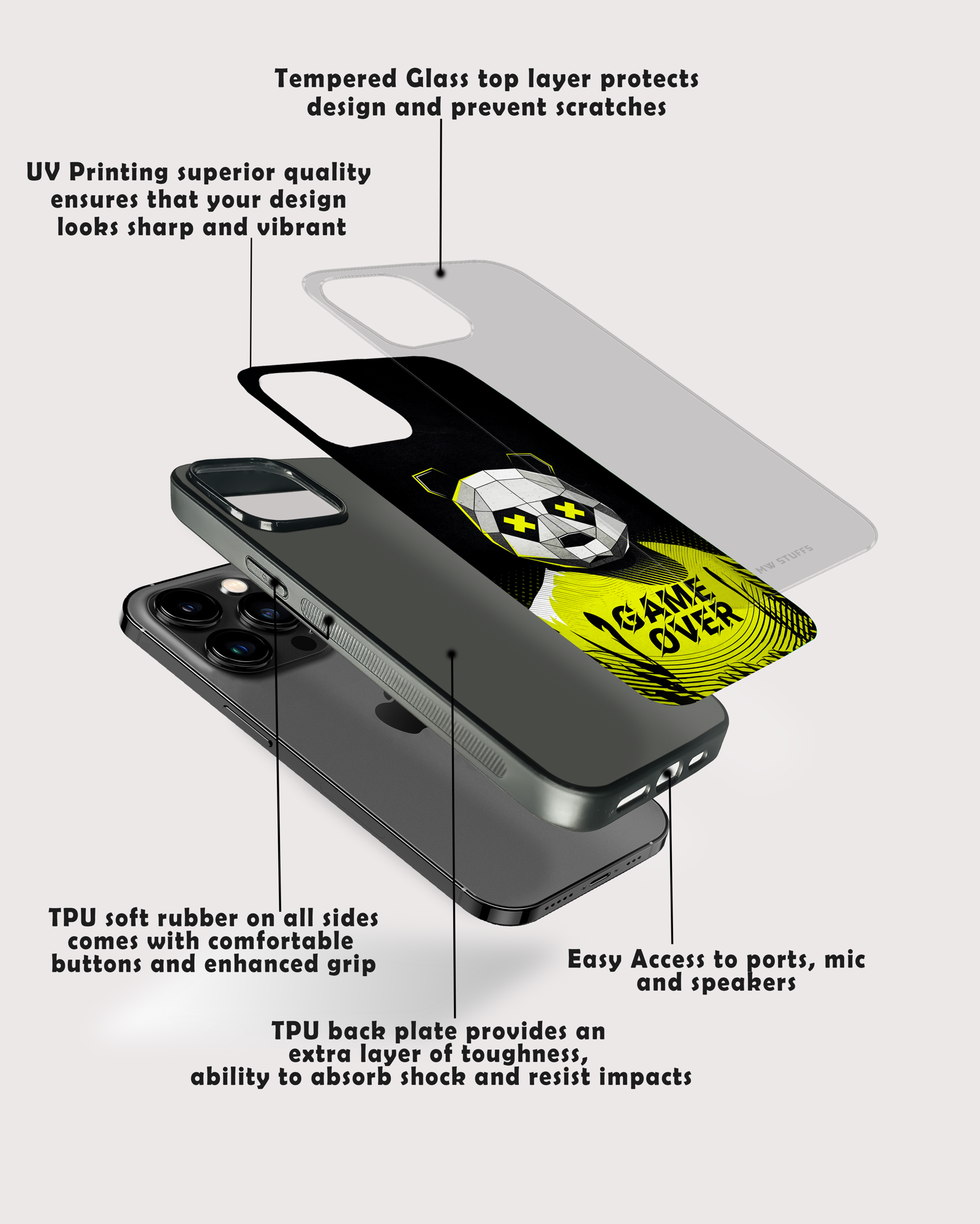 Game Over Panda GLASS CASE -  - MW Stuffs - 