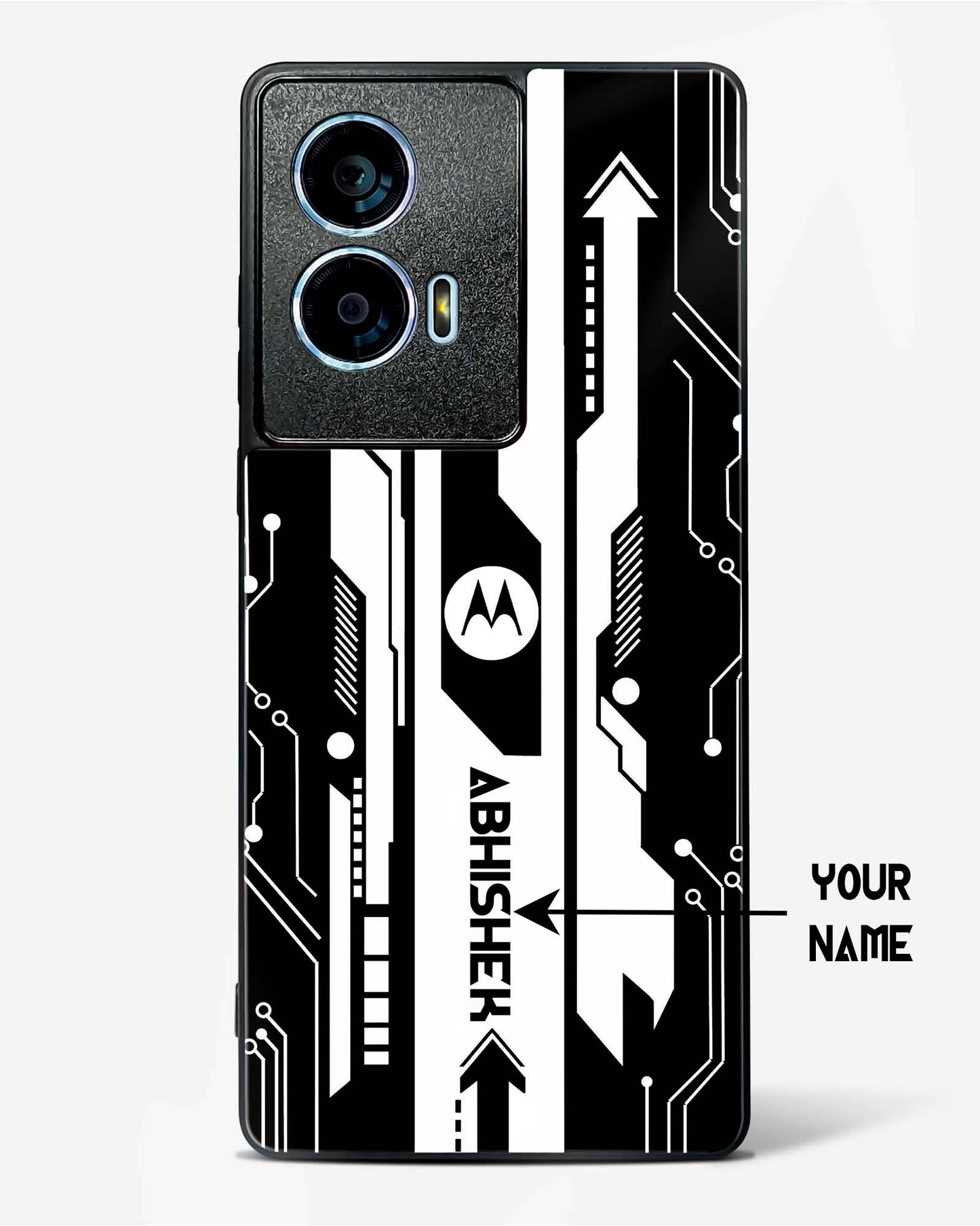 Custom Name Gaming Abstract Glass Phone Case (Red & Black)-Motorola Edge 50 Fusion