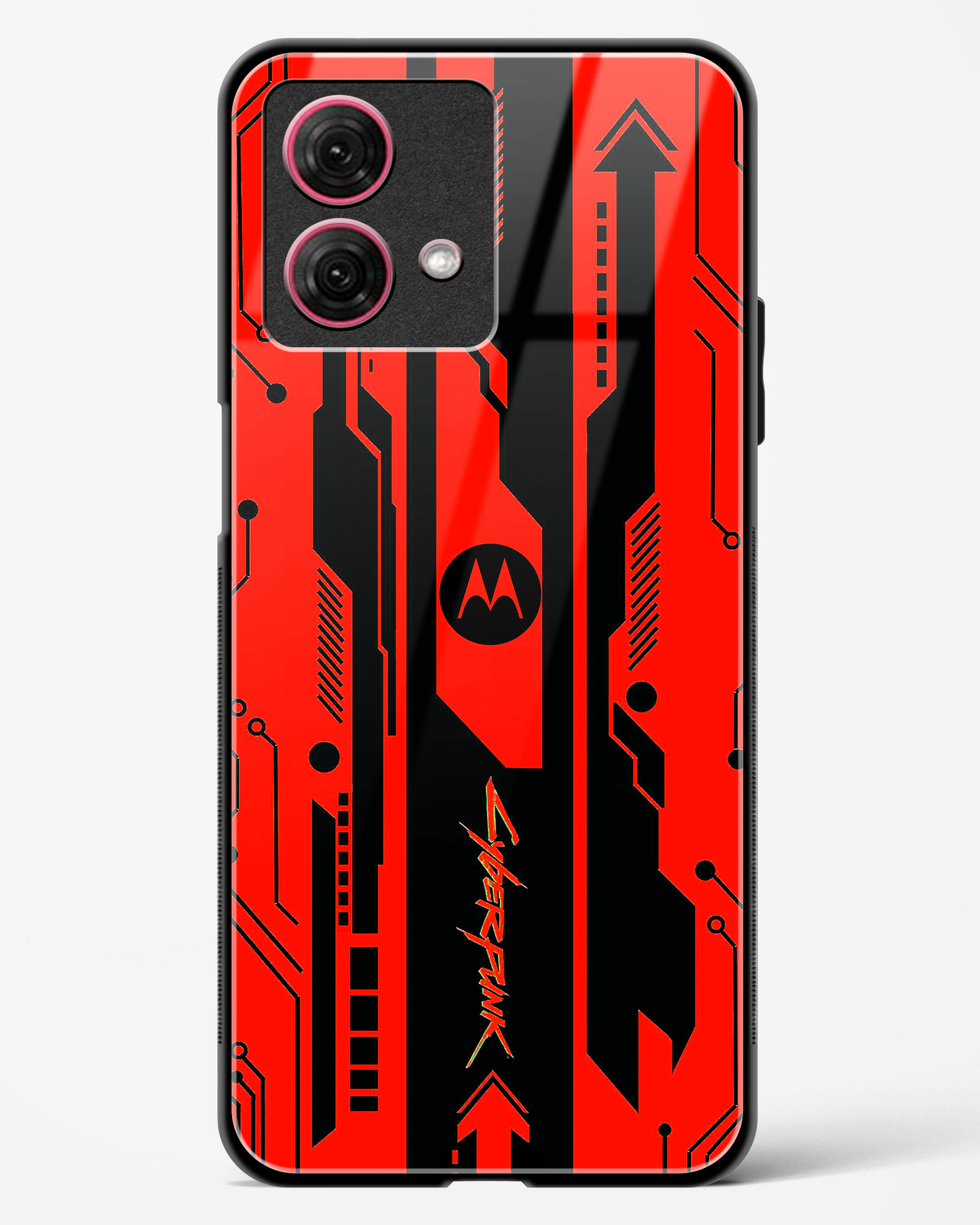 Gaming Abstract Glass Phone Case-Moto G84 5G (Black, Red, White, Yellow & Green)