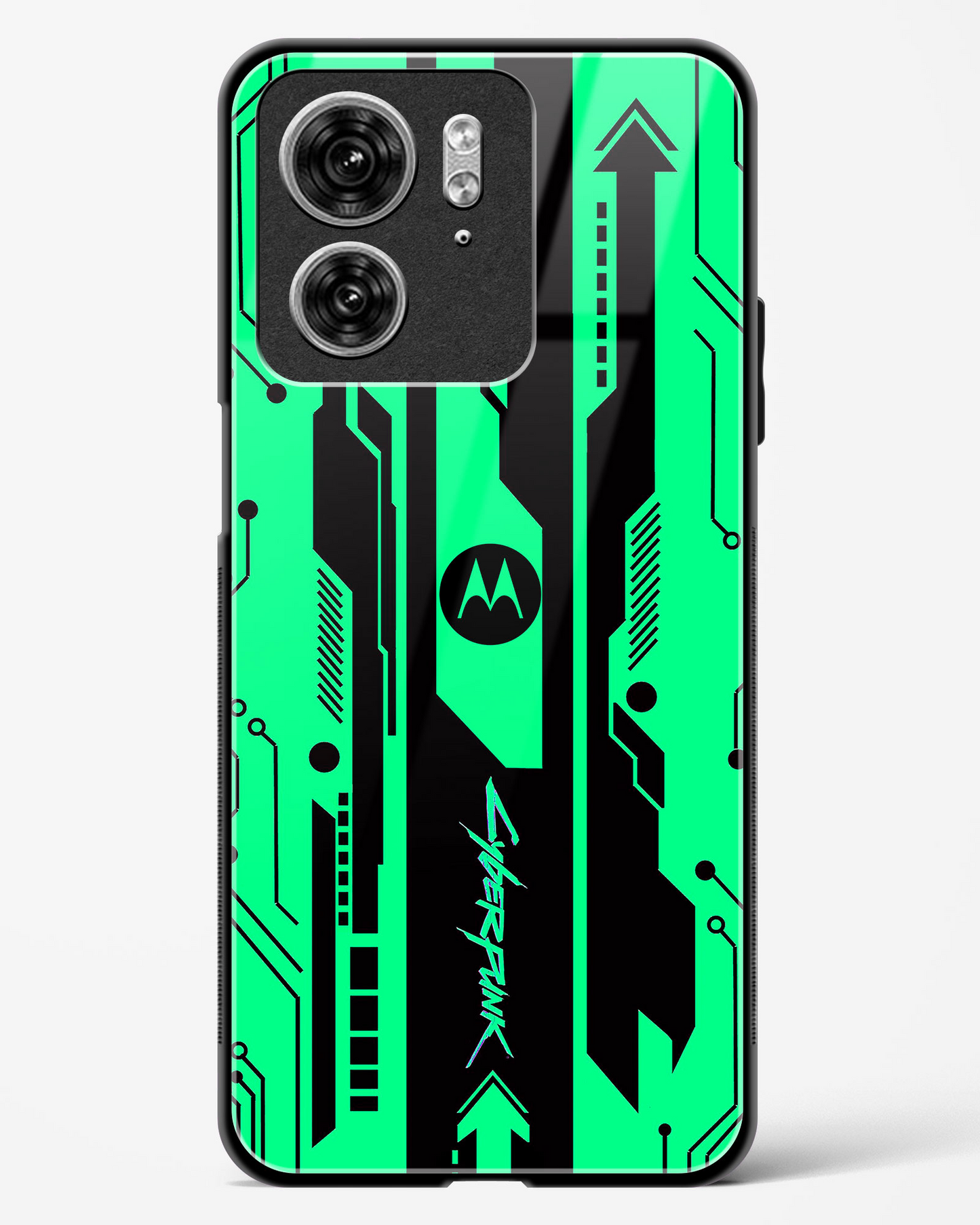 Gaming Abstract Glass Phone Case-Motorola Edge 40 (Black, Red, White, Yellow & Green)